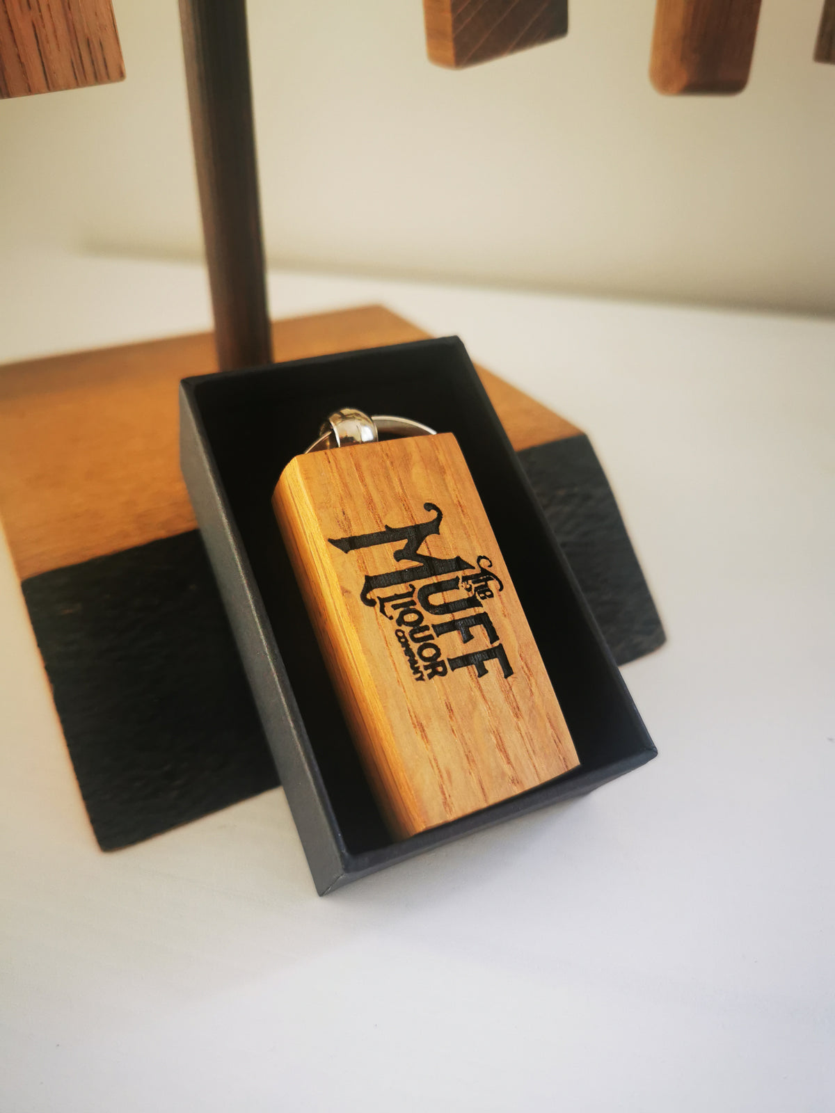 Crafty Fecker Oak Engraved Keyring