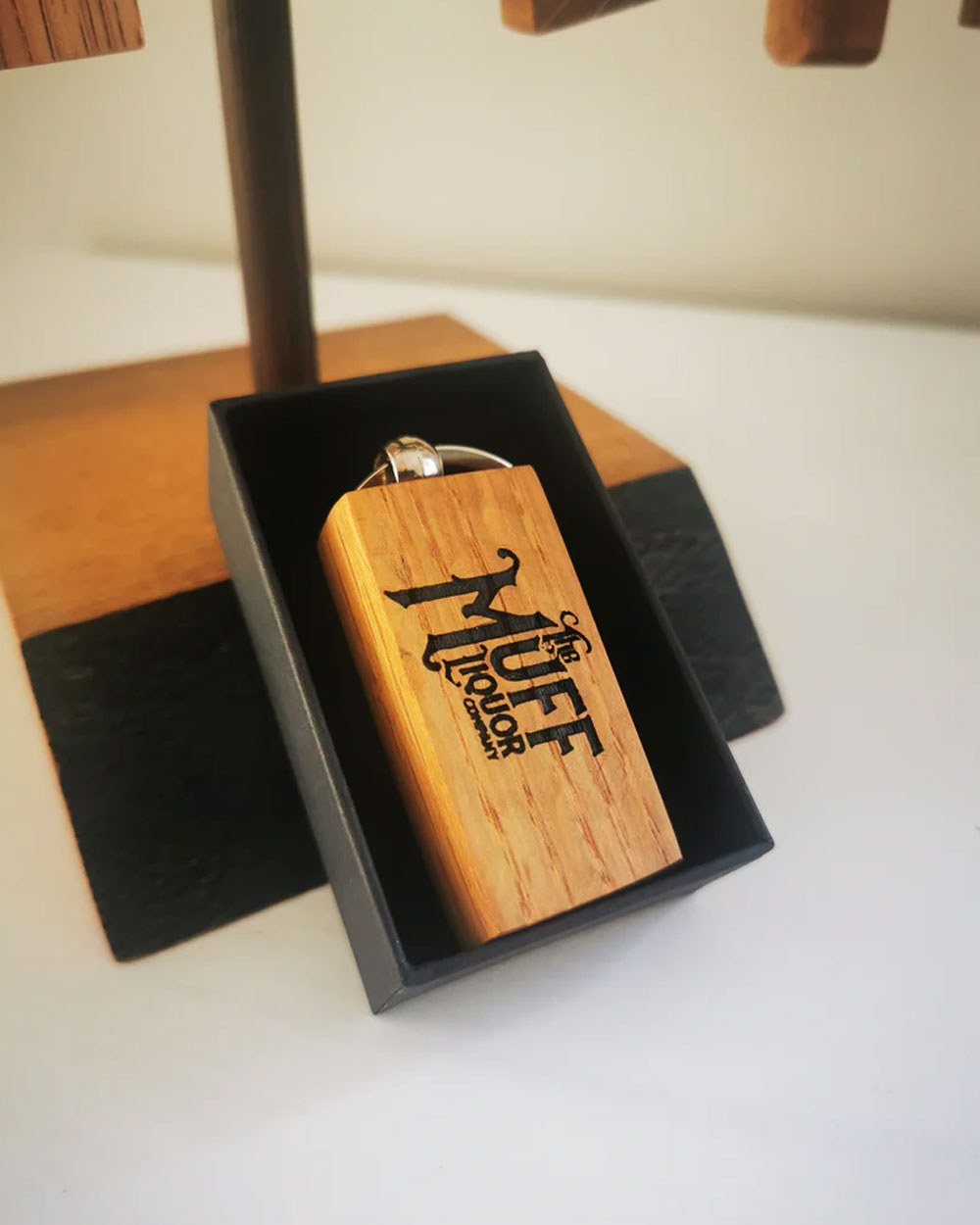 Crafty Fecker Oak Engraved Keyring